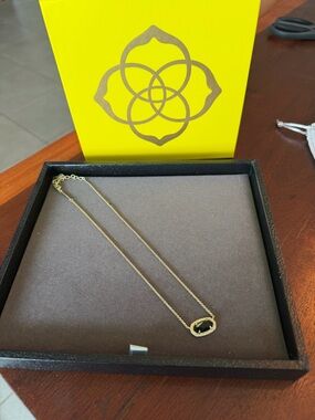 Kendra Scott Gold Necklace with Black Oval Stone